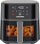 Chefman Air Fryer – 4 QT Compact Airfryer for Quick & Easy Meals, Features Hi-Fry Technology for Extra Crisp, Easy-View Window, Touch Controls with 4 Presets, Nonstick & Dishwasher Safe Basket - Grey