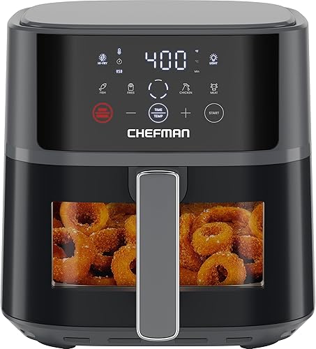 Chefman Freidora de Aire – Freidora de Aire Compacta de 6 QT para Comidas Rápidas y Fáciles, Cuenta con Tecnología Hi-Fry para Extra Crujiente,