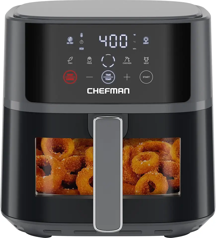Chefman Air Fryer – 6 QT Compact Airfryer for Quick & Easy Meals, Features Hi-Fry Technology for Extra Crisp, Easy-View Window, Touch Controls with 4 