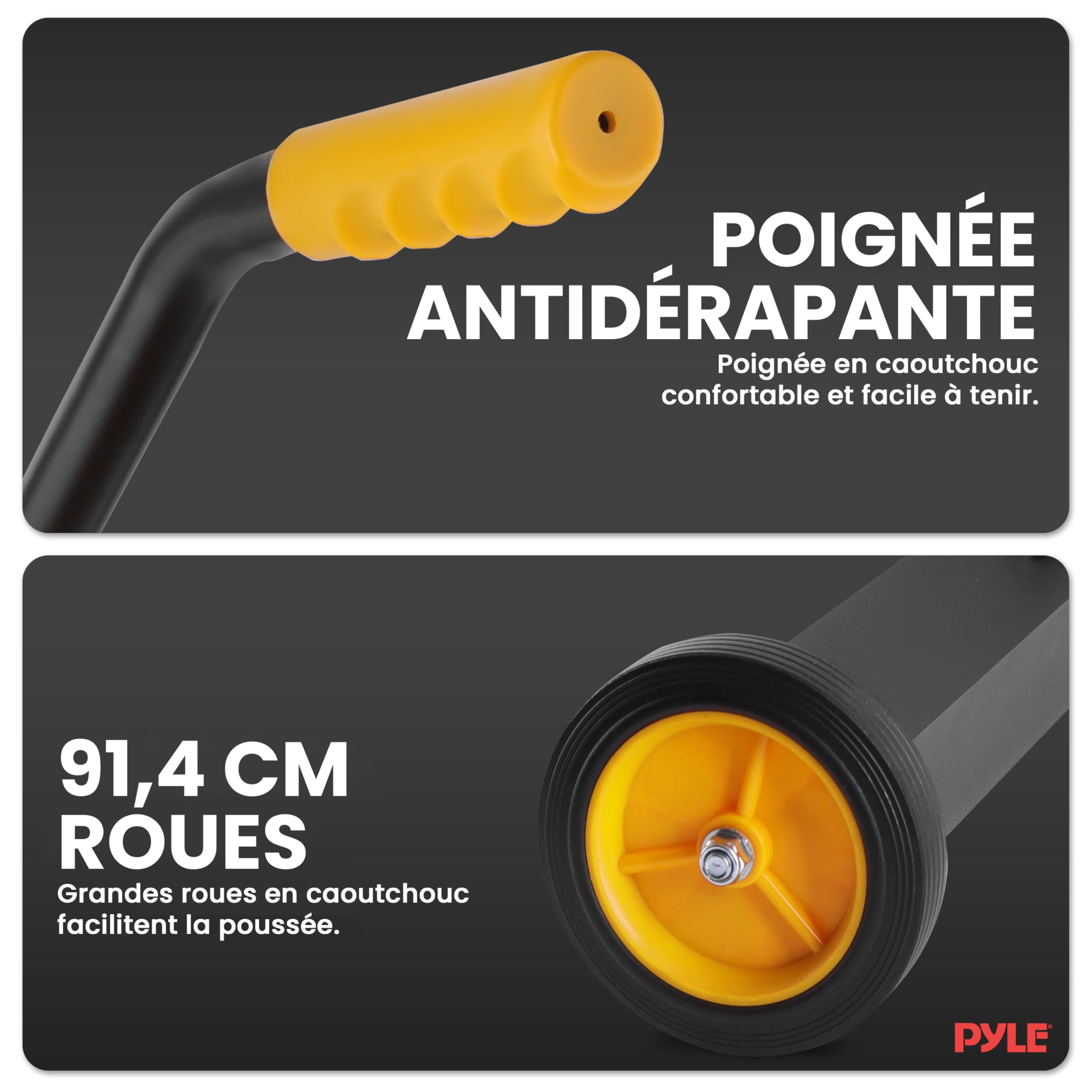 Pyle Balayeuse Magnétique Roulante 91 cm avec Manche Réglable Ramasseur de Métaux Robuste