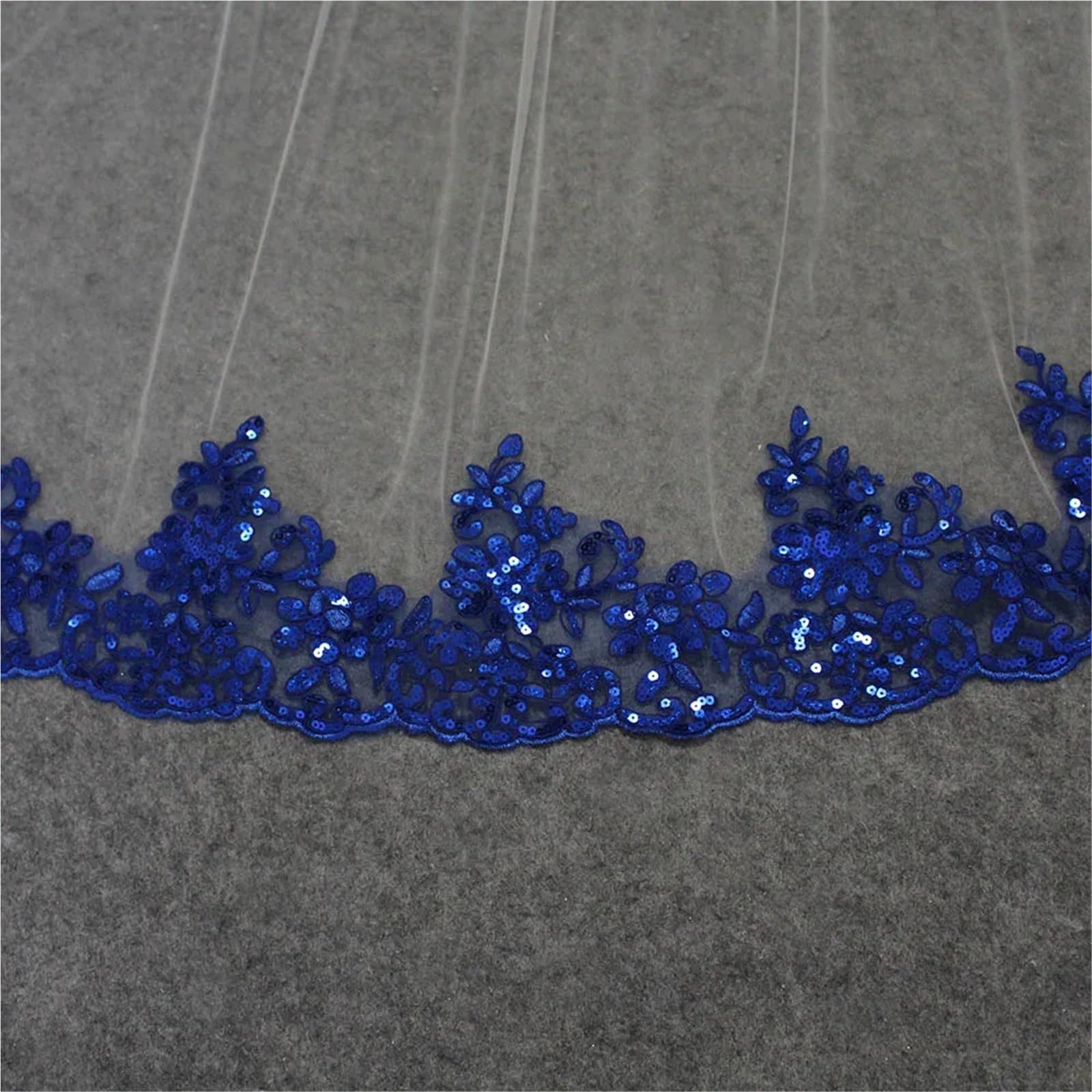 Voile MariéE Voile de mariée Long en Tulle doux blanc dentelle bleue, voile 3 mètres avec pailletée
