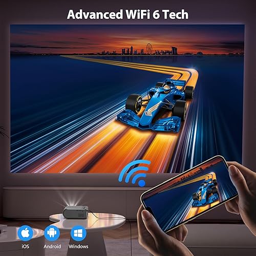 Miniatura 7 de Mini proyector WiFi Bluetooth, proyector 720P altavoz integrado, proyector de video portátil, proyector de película casera compatible con