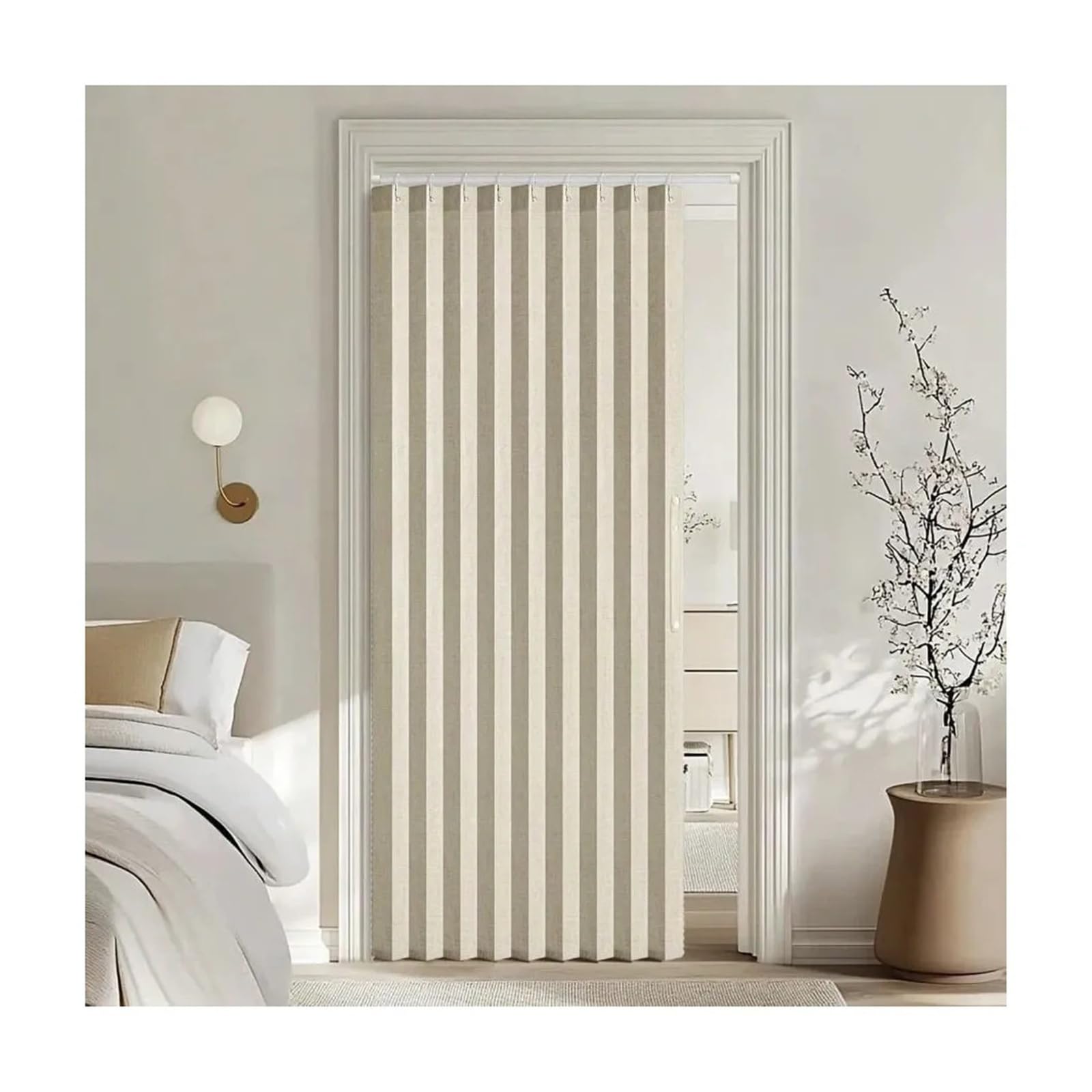 WEQYFDC Blackout Door Curtains Folding Door Curtains For Doorways Closet, Room Divider Pleated Drapes With Hooks For Interior Living
