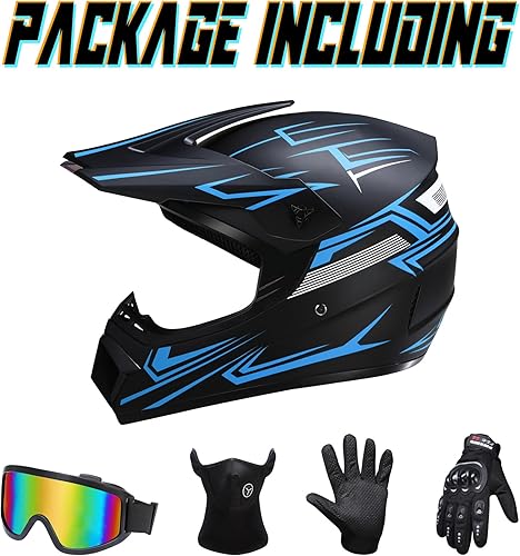 Miniatura 8 de Oryxearth Casco de Dirt Bike con certificado DOT, casco de motocicleta todoterreno para adultos con gafas, guantes y máscara con tamaño ML (rojo,