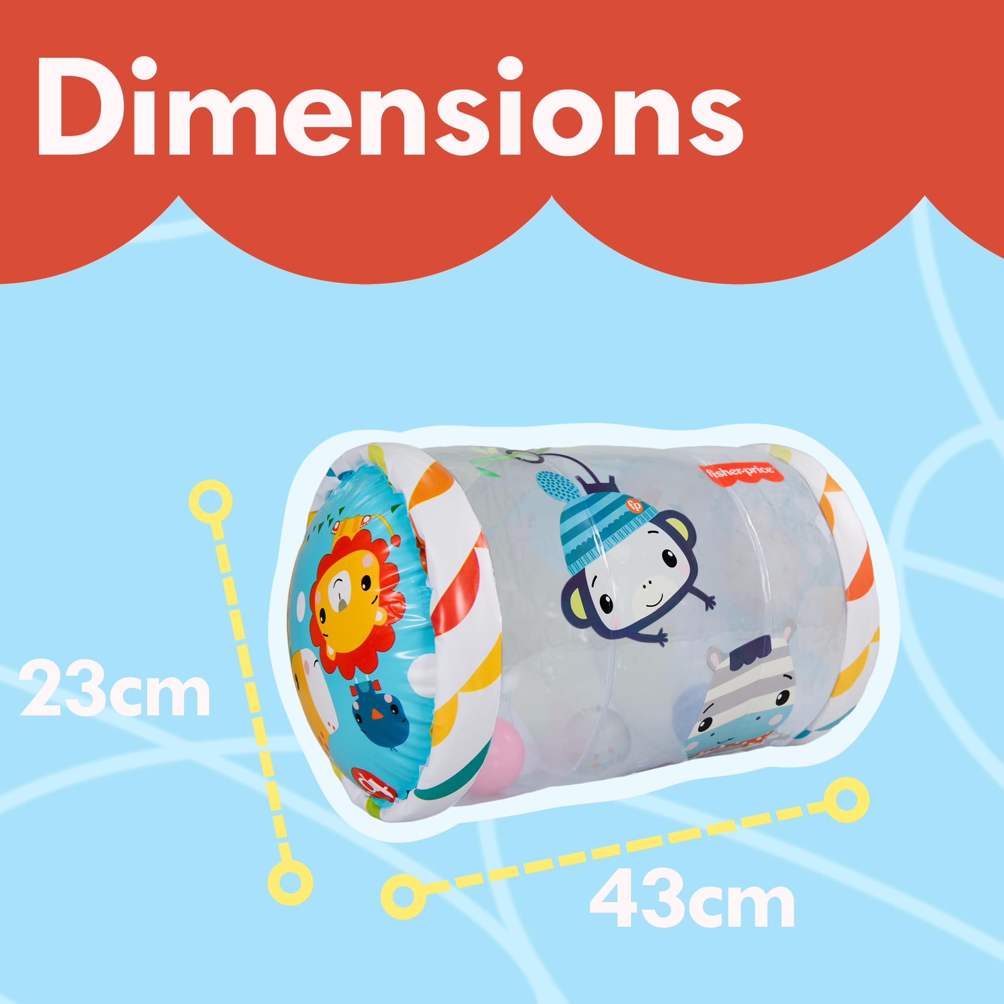 Fisher-Price Inflatable Baby Roller - Sensory Tummy Time BabyToy for Crawling - Animal Design, Multi - Image 4