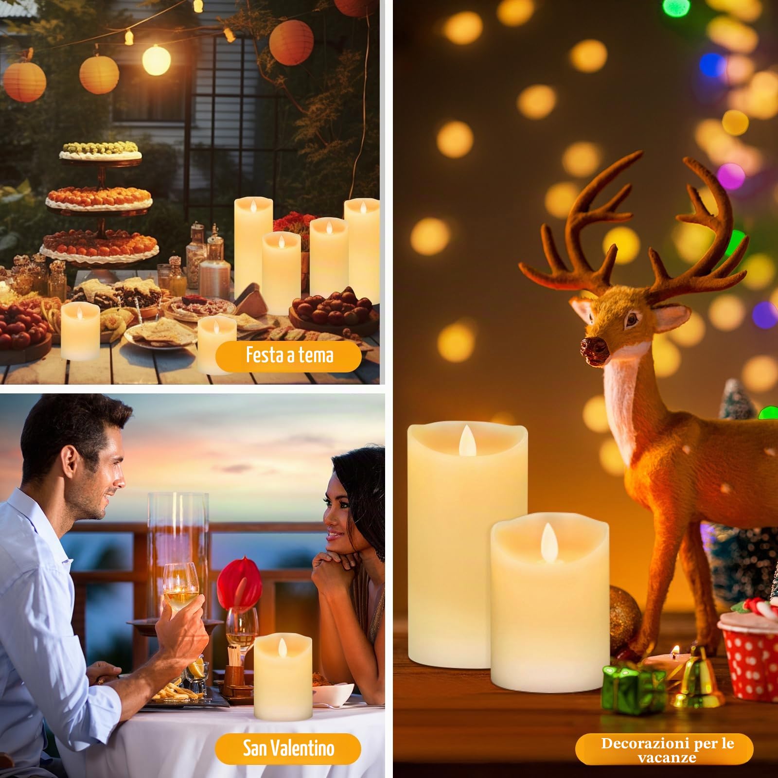 Candele a LED,Candele LED,Set di 6 Candele senza fiamma,Candele Flickering Flameless,LED tea lights Tremolante con Telecomando e Funzione Timer per Compleanno/Festa/Matrimonio/Hotel