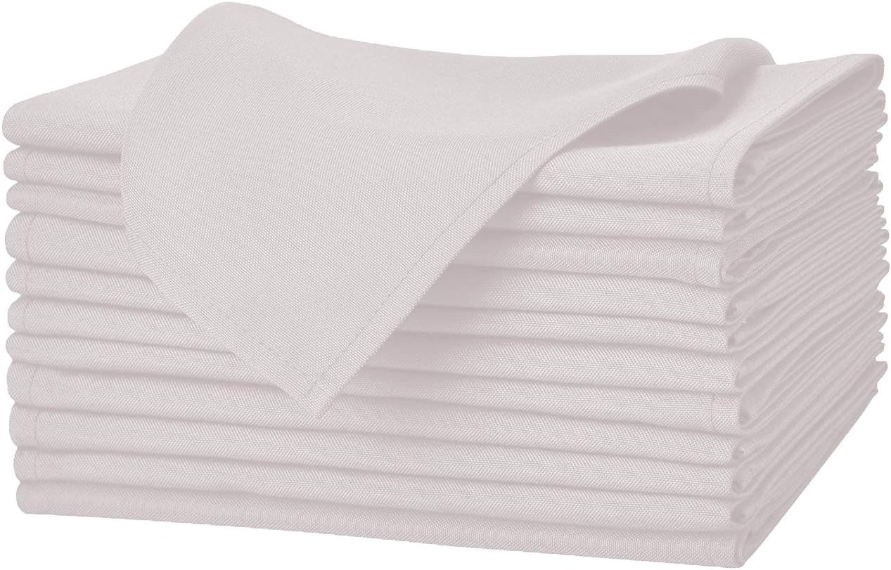 Hоttеѕt Sаlе Kadut Cloth Napkins - 17 x 17 Inch White Solid Washable Polyester Dinner Napkins - Set of 12 Napkins with Hemmed Edges - Great for Weddings, Parties, Holiday Dinner & More