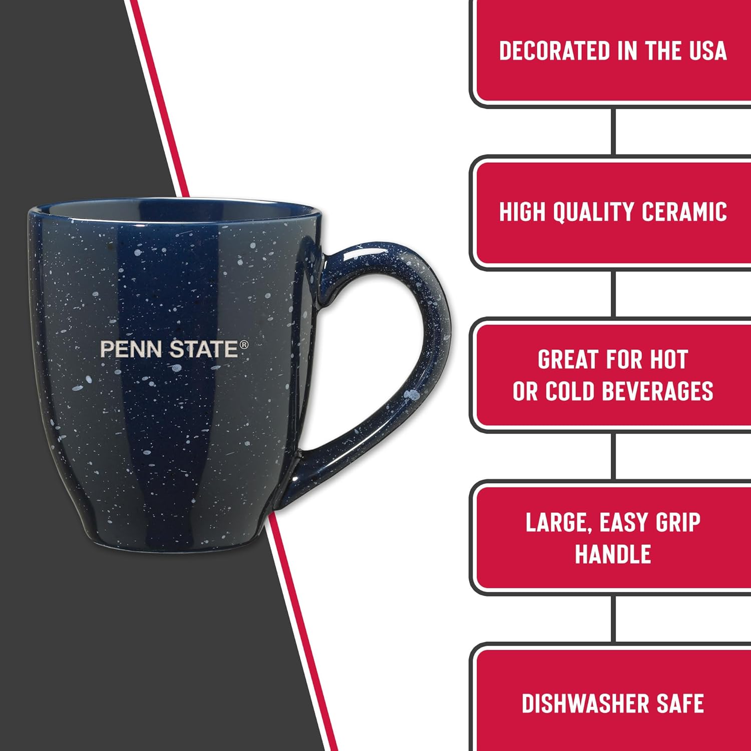 Rico Industries NCAA 16 oz Team Color Laser Engraved Speckled Ceramic Coffee Mug (P, Q & R Schools) - Image 5