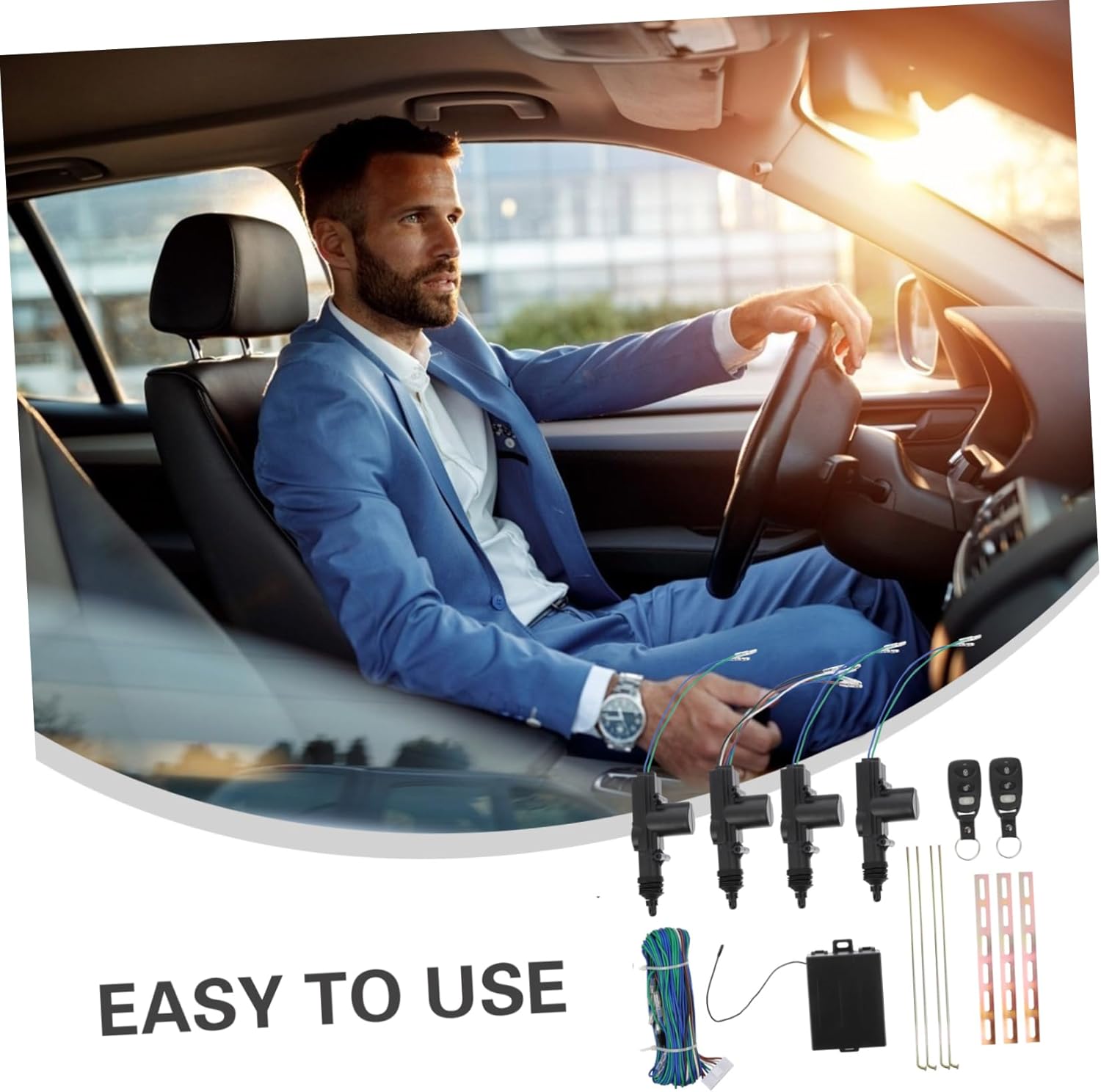 Sosoport 1Set Keyless Car Central Locking Kit Durable Auto Security System for Doors High Performance Key Control Lock Car Accessories with Easy Installation