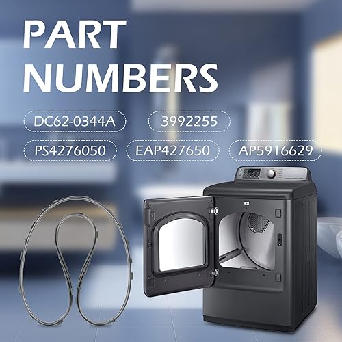 Miniatura 4 de DC62-00344A - Junta de sellado de aire del panel frontal de la secadora mejorada compatible con secador Samsung AP5916629, PS4276050, dv45h7000ew a2