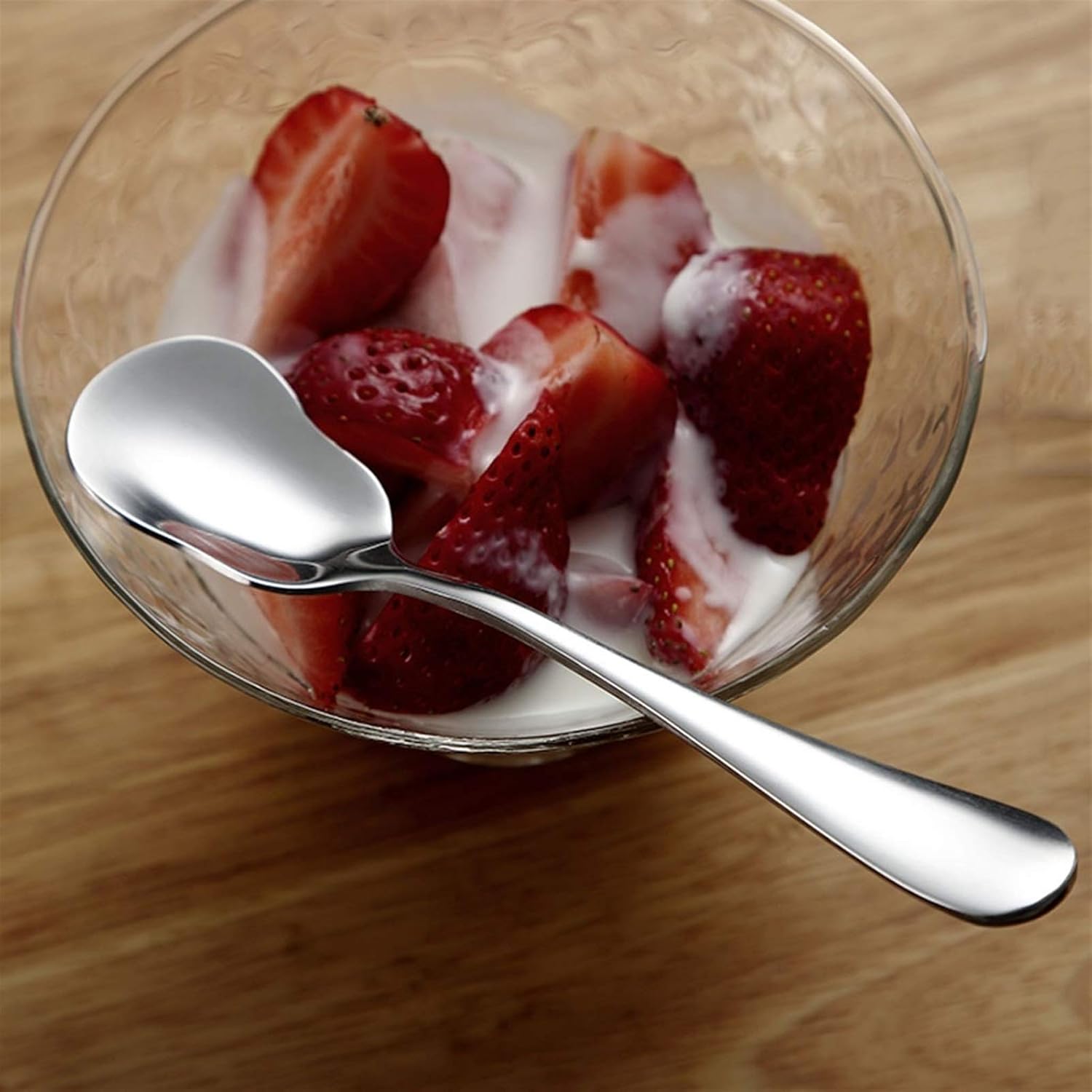 Scoop Stainless Steel Spoon 10 Piece Set Dessert Spoon Yogurt Spoon Ice Cream Spoon Cute Pudding Small Spoon 5.31 Inches Soup Spoon