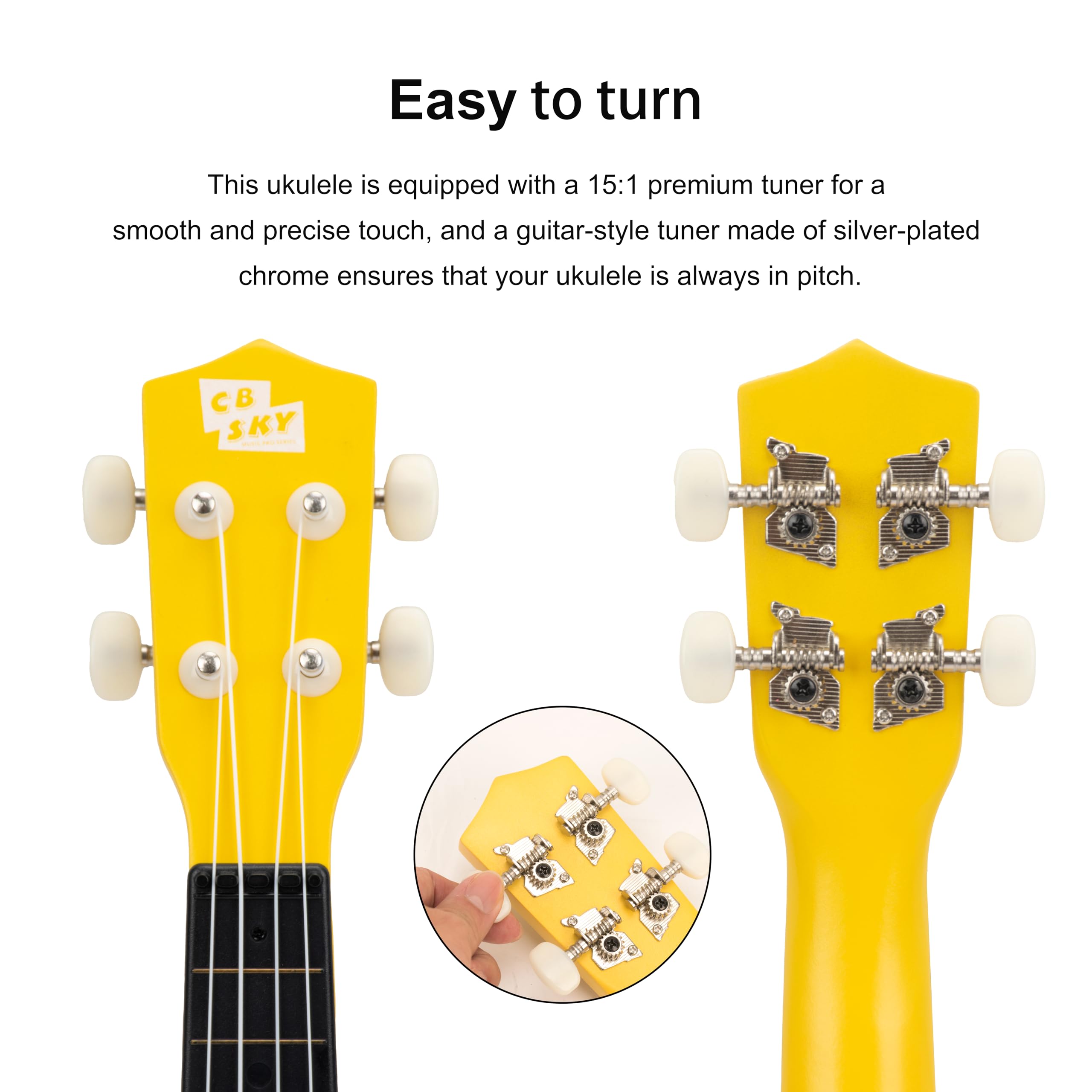Ukulélé soprano pour enfants/débutants Jaune 53 cm