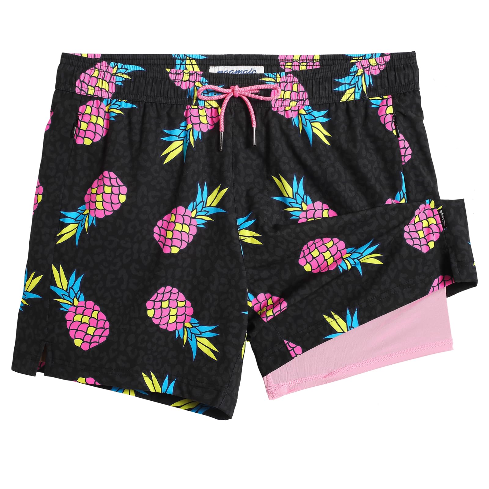 maamgic Mens Swim Trunks with Compression Liner 5 Inch Quick Dry for Beach