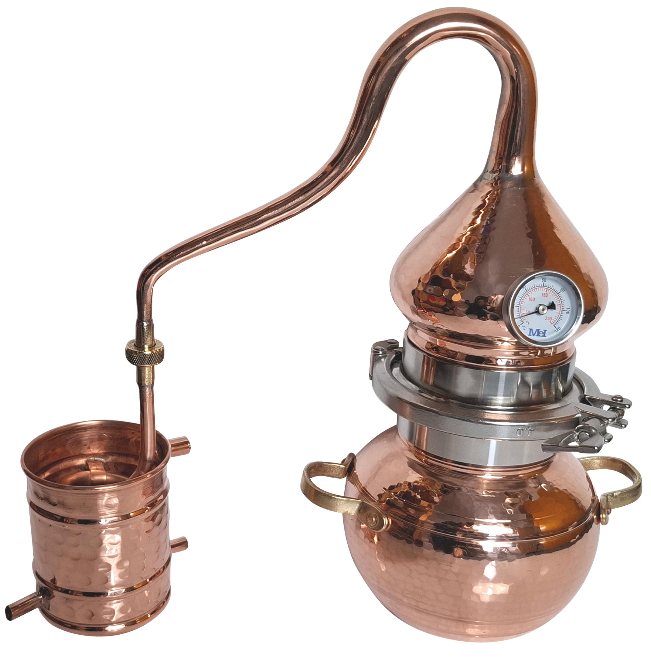 2L Kolonnenbrennerei mit Schnellverschluss, Thermometer - 2 Liter Destille