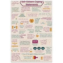 Wall Art Poster Self-Esteem Coping Statements Positive Affirmations For Kids Teens - Coping Skills Poster Handout Quotes Mantra Gift Print Kids Bedroom Room Classroom Canvas Decor Unframe 16x24inch