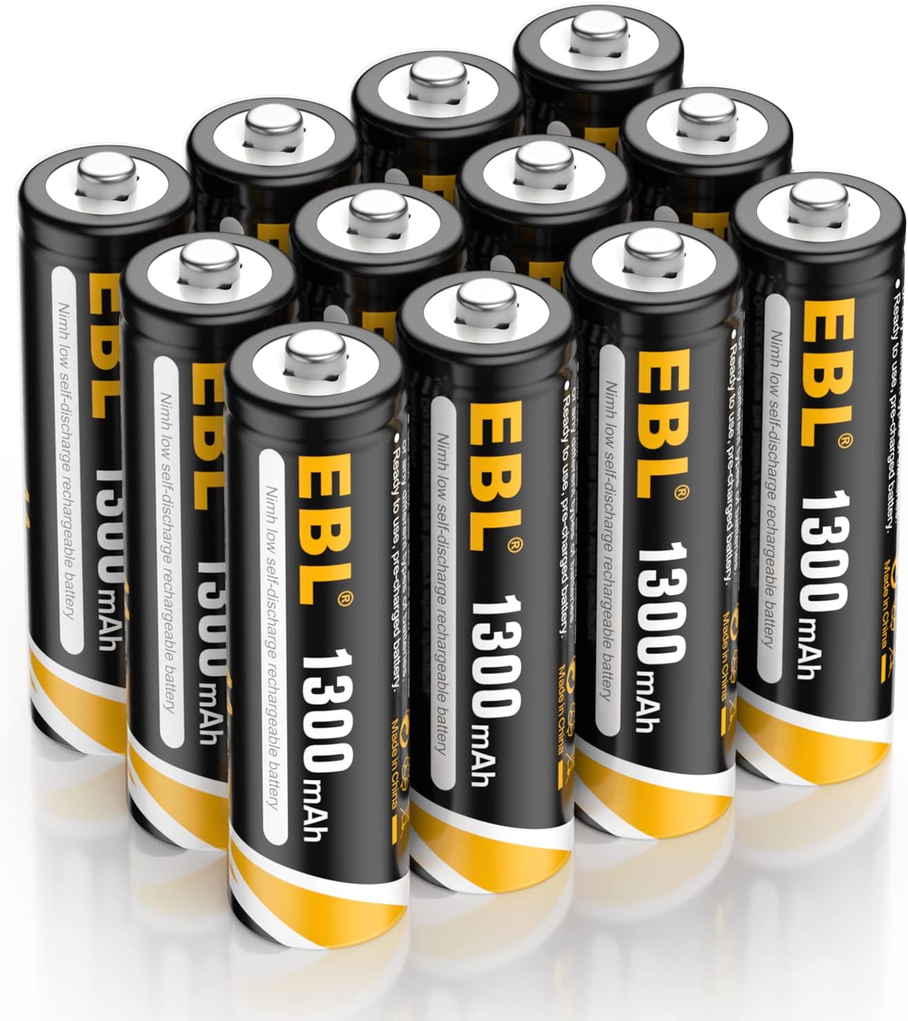 AA Rechargeable Batteries 1300mAh, EBL Double AA Solar Batteries for
