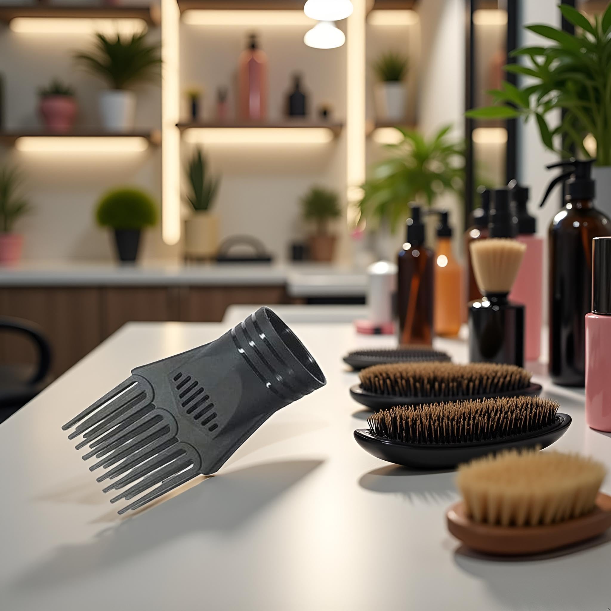 Schwarze Universal-Haarstyling-Düse – modischer Blaskammaufsatz zum Glätten, Entwirren von feinem, lockigem, natürlichem Haar, Haartrockner und Zubehör, Haartrockner-Kammaufsätze