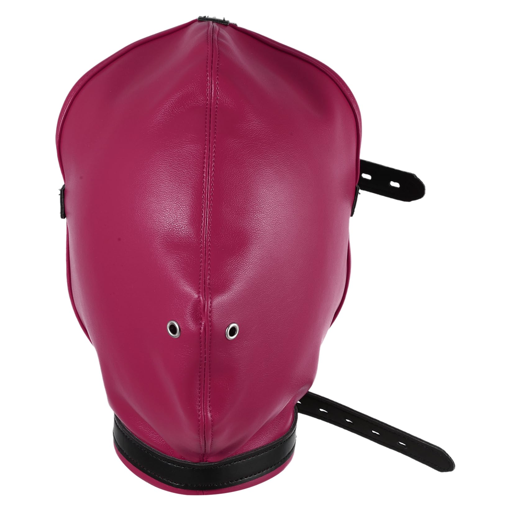 TTAO Leather Full Face Mask Gothic Prom Two Holes Head Cover Adjustable Hollow Out Head Hood For Club Purple Red A One Size