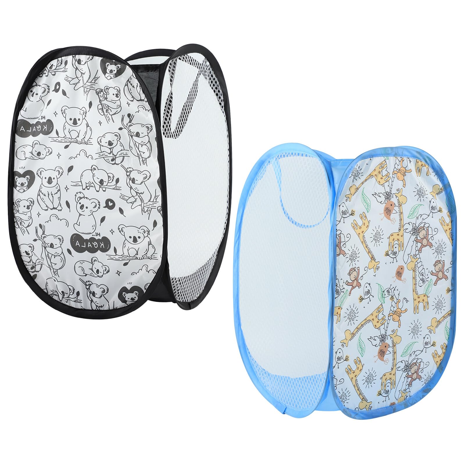 2x Panier à Linge Pliable Girafe - 30x30x48 Cm - Noir & Blanc - Enfant & Jouets