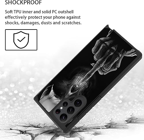 Miniatura 9 de Funda para Galaxy S22 Ultra, 2 en 1 híbrida de policarbonato duro y silicona suave, resistente de doble capa, a prueba de golpes, funda de