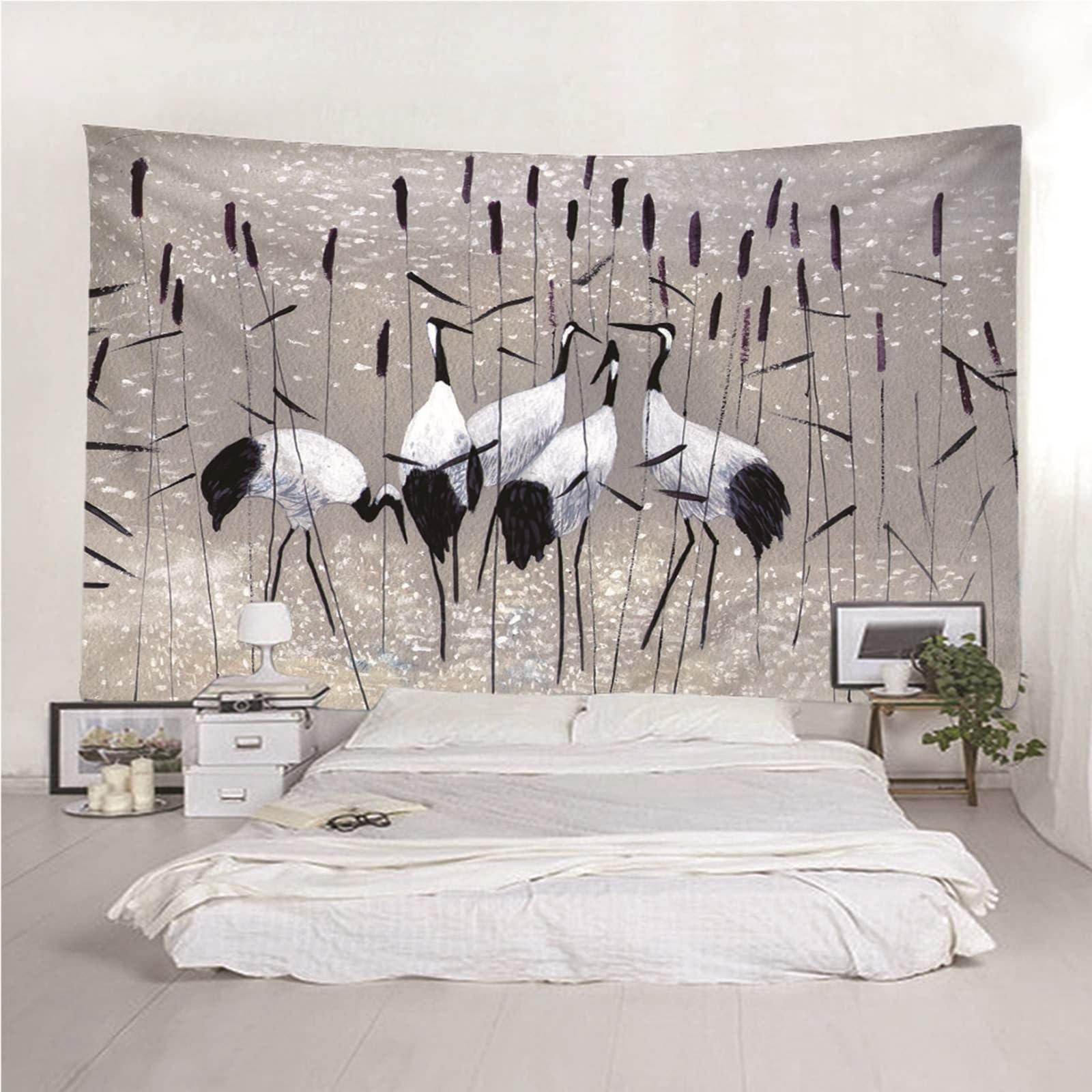 Arazzo Roninkier Con Schizzi Astratti Bianco E Nero 150x130 Cm - Effetto UV Reattivo Per Camera Da Letto, Soggiorno, Feste