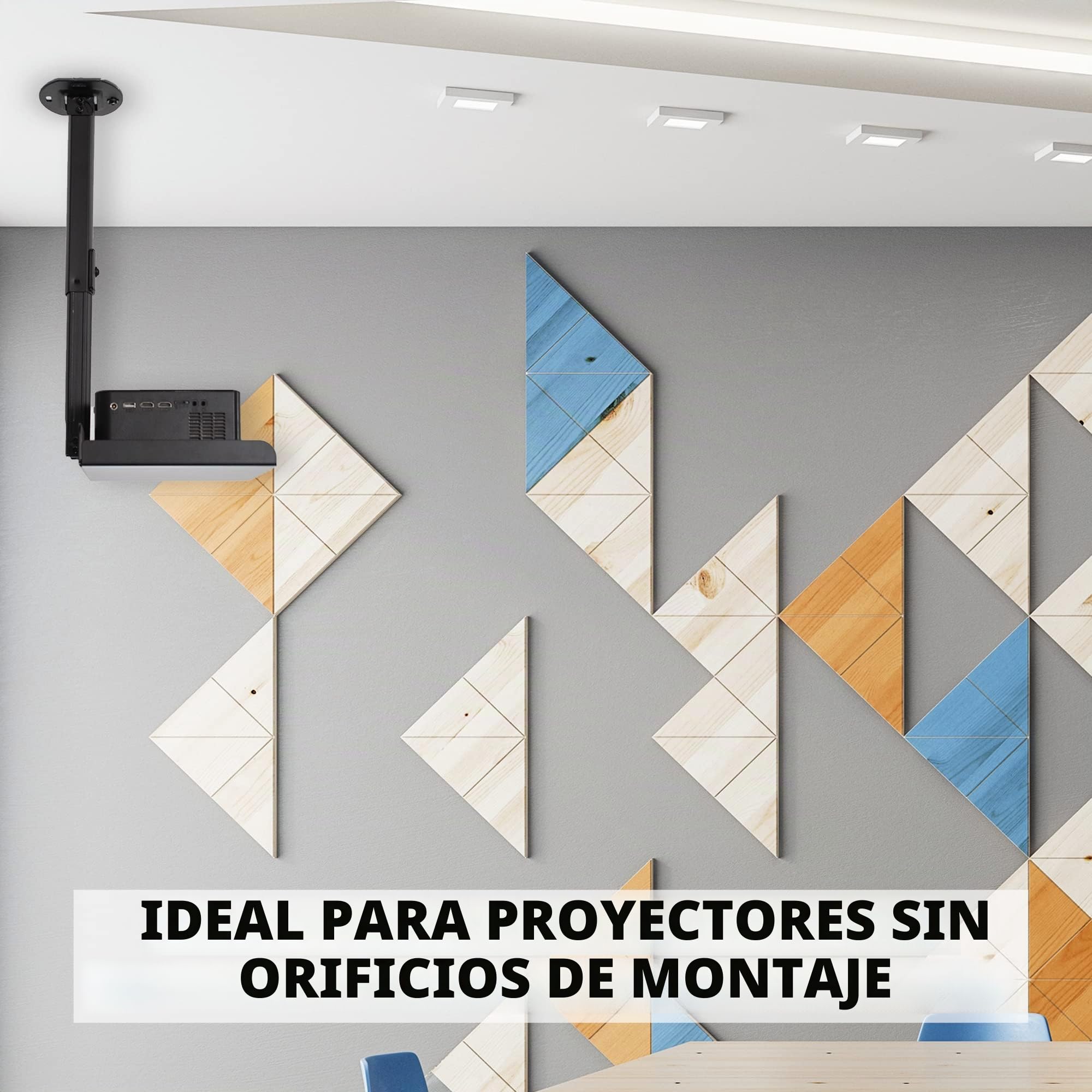 VIVO Soporte universal para bandeja de proyector extensible de techo, proyección ajustable en altura, instalación sin agujeros, enrutamiento de cables oculto, negro, MOUNT-VP08B