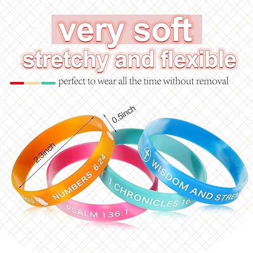 Miniatura 18 de Minatee 60 pulseras religiosas de silicona a granel con versículos bíblicos, pulseras motivacionales de goma cristiana, pulseras de Jesús, regalos