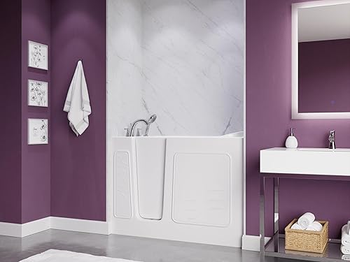 Miniatura 7 de ANZZI Bañera de 53 x 26 pulgadas con grifo de llenado rápido, cabezal de ducha de 60 pulgadas, fácil entrada, sello hermético, almohada para la