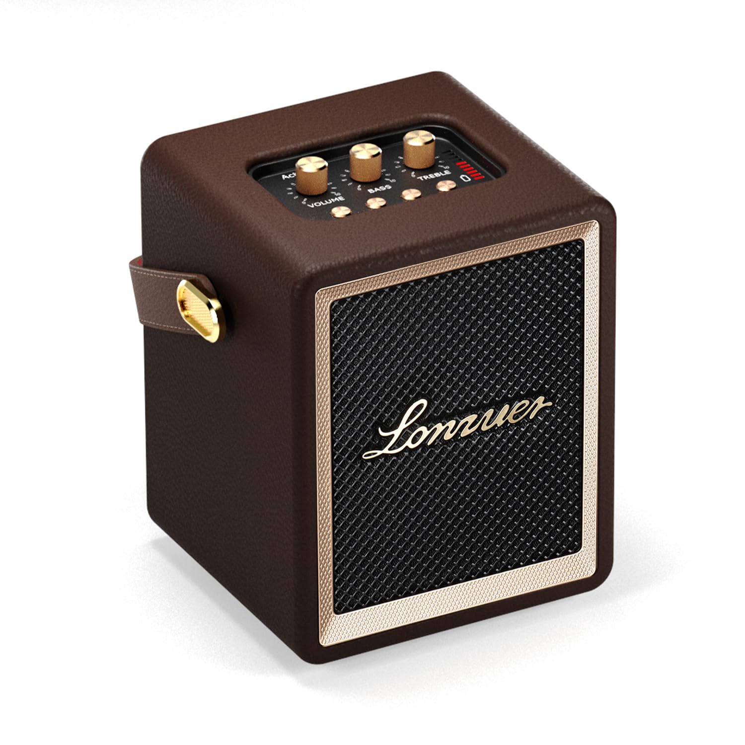 Enceinte Bluetooth Portable en Bois avec poignée, Petite Enceinte Portable avec Batterie de 5 000 mAh, Haut-parleurs Bluetooth sans Fil pour Campagne intérieure et extérieure (Brun)
