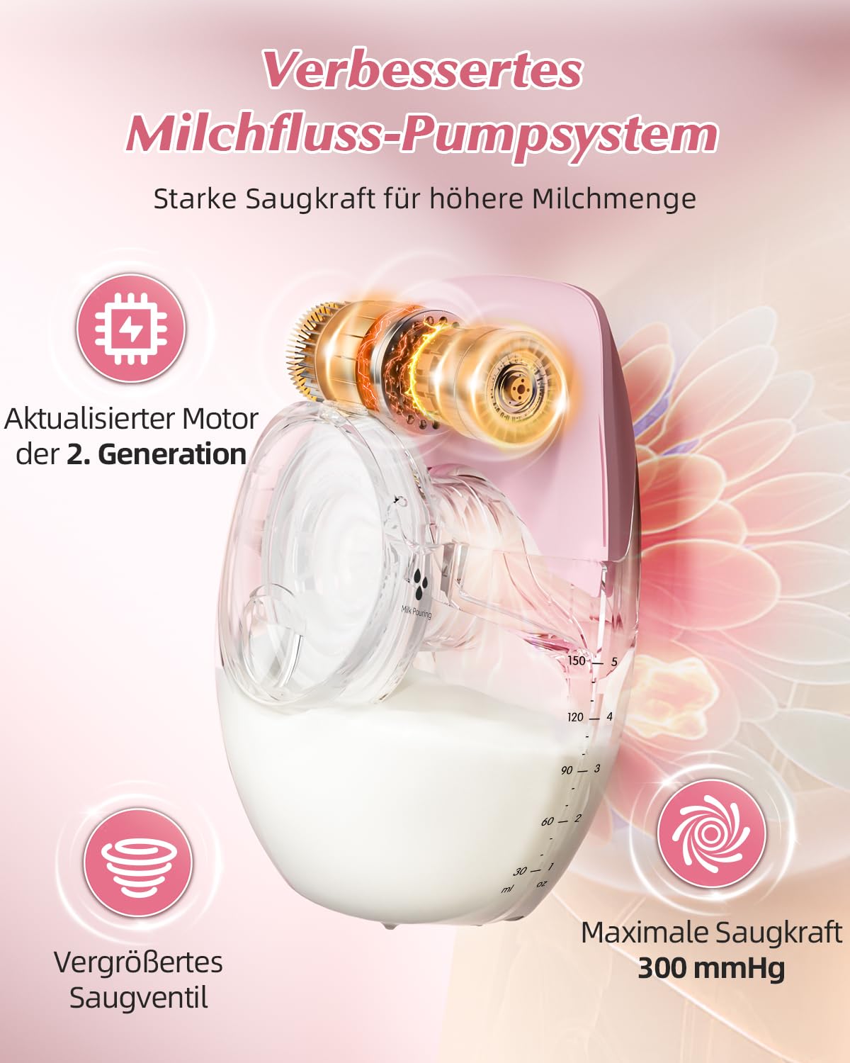 KISSBOBO Milchpumpe Elektrisch freihändig, tragbar, 3 Modi 8 Stufen | 50mm ultra dünn, leise und tragbar für diskretes Abpumpen zu Hause oder unterwegs(Beige 2Stück)
