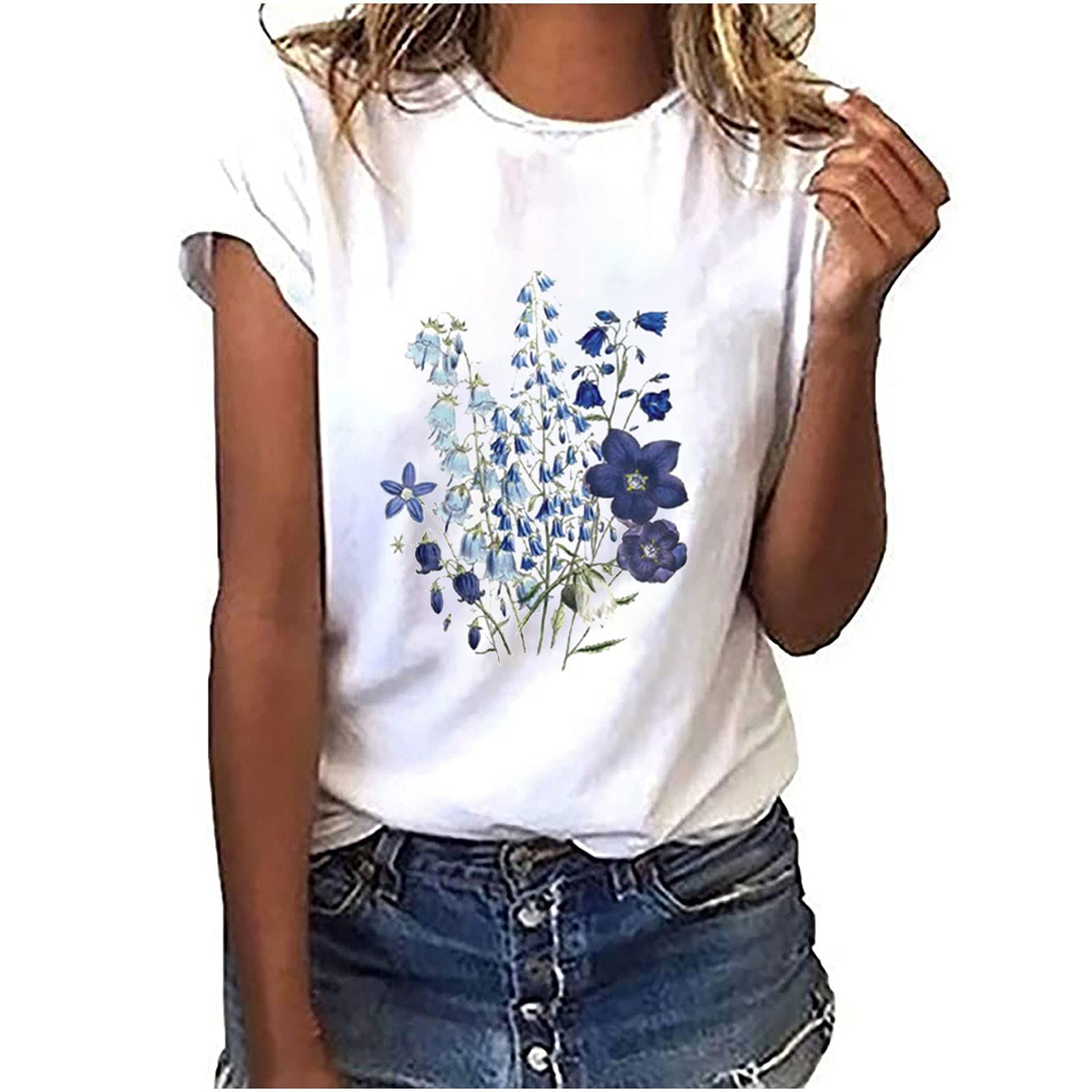 NUSGEAR Camiseta de Manga Corta Mujer 2024 Moda Casual Estampado Amor Suelto Cuello Redondo Tumblr Tops T-Shirt Deporte Fiesta Camisa Original Algodon Cómodo Verano Basic tee