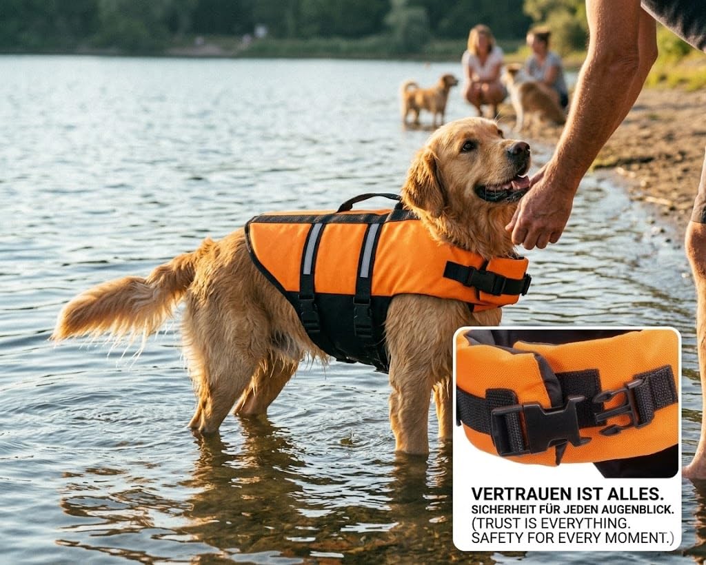 Hunde Schwimmweste Auftriebshilfe Aqua Top M orange Rettungsweste für Hunde Schwimmhilfe Wasser Sicherheit Training Hundeausrüstung Kanu Bootsausflug