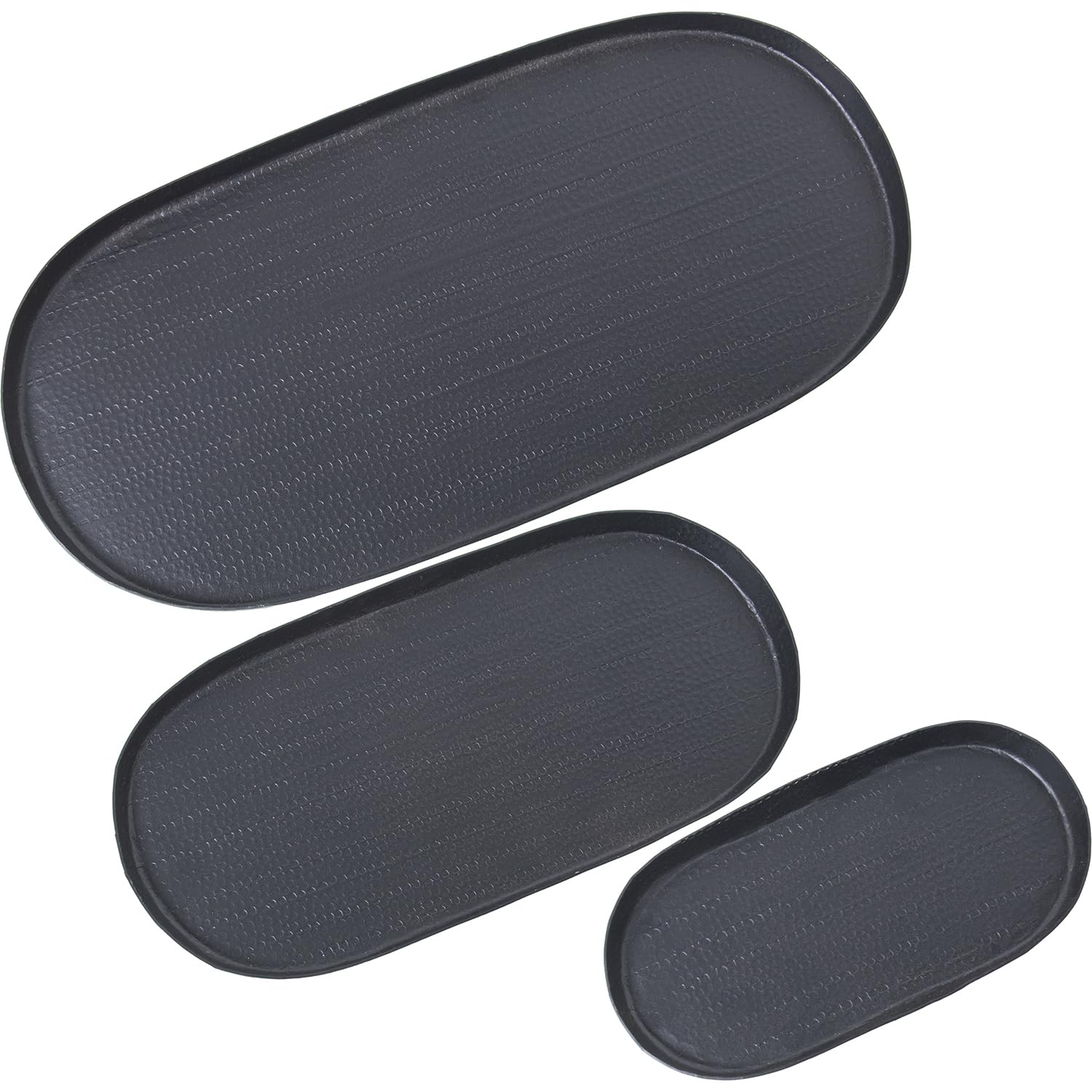 Set de 3 bandejas de Aluminio Tallado en Negro 21x11, 30x15 y 40x20x1,5cm