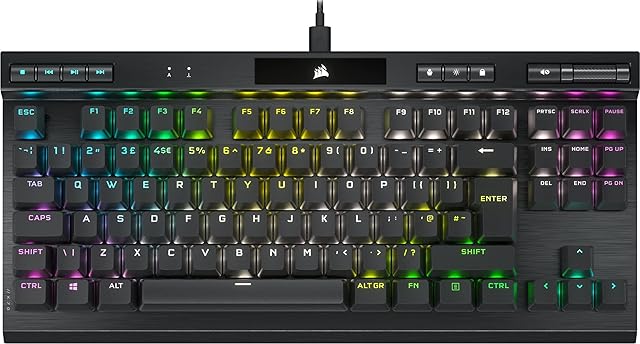 Corsair K70 RGB TKL CHAMPION SERIES Tenkeyless Mechanical Gaming Keyboard (CHERRY MX Red Keyswitches: Linear and Smooth, PBT Double-Shot Keycaps, Per-Key RGB LED Backlighting) QWERTY, Black