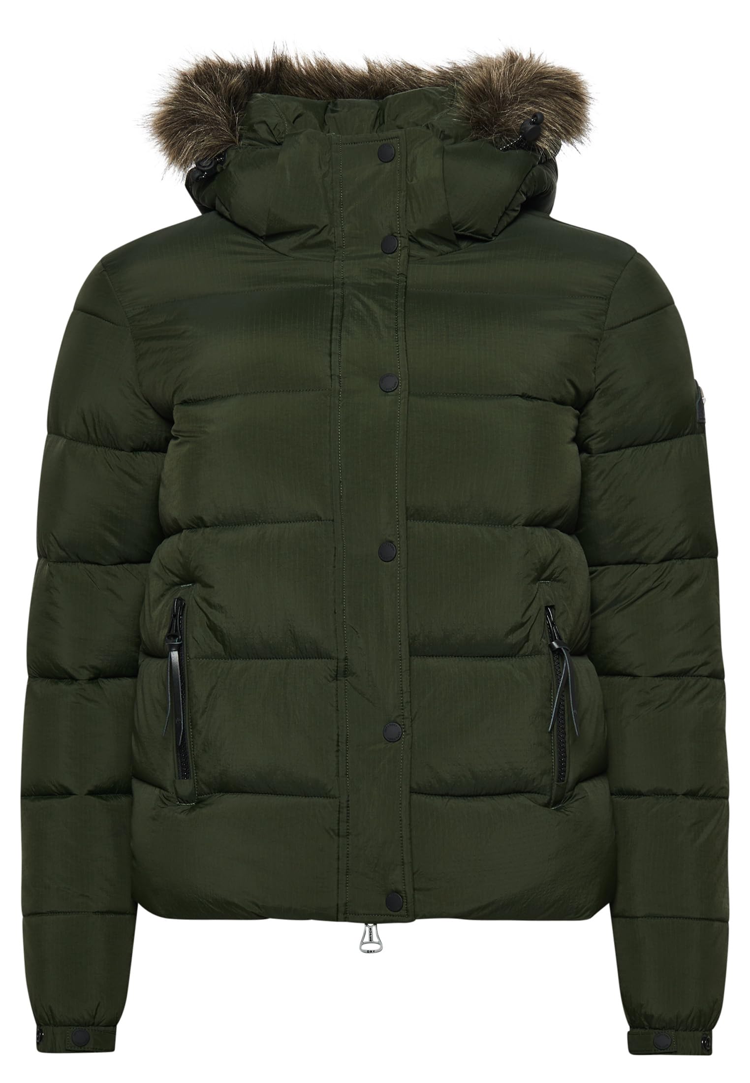 Superdry Women's VINTAGE HOODED MID LAYER SHORT A4 - Padded, Surplus Goods Olive,