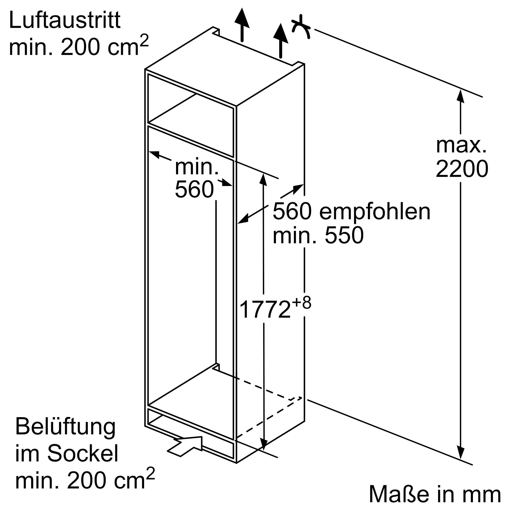 Siemens iQ500 Einbau-Kühlschrank 177,5 x 56 cm Nische, KI81RADC0, 310 L Kühlen, Made in Germany, hyperFresh 0°C Schublade, superKühlen, LED-Beleuchtung, varioShelf, SoftClosing-Türsystem