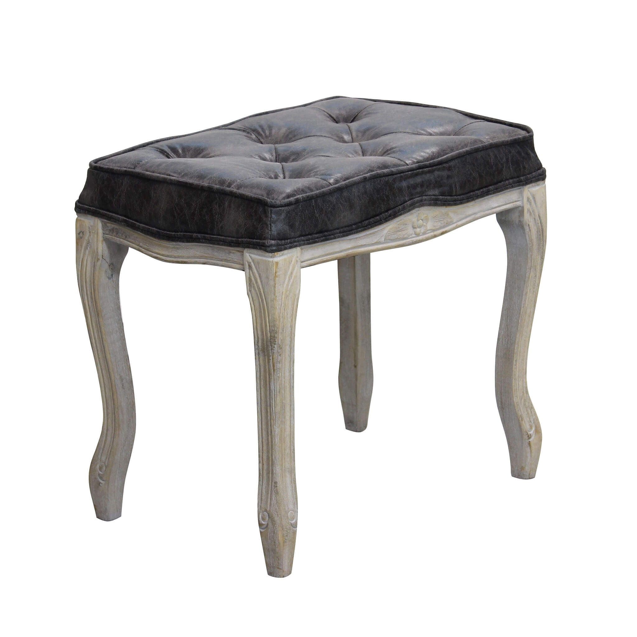 milani home Sgabello Vintage in Ecopelle di Design Moderno Vintage cm 50x36x47 h