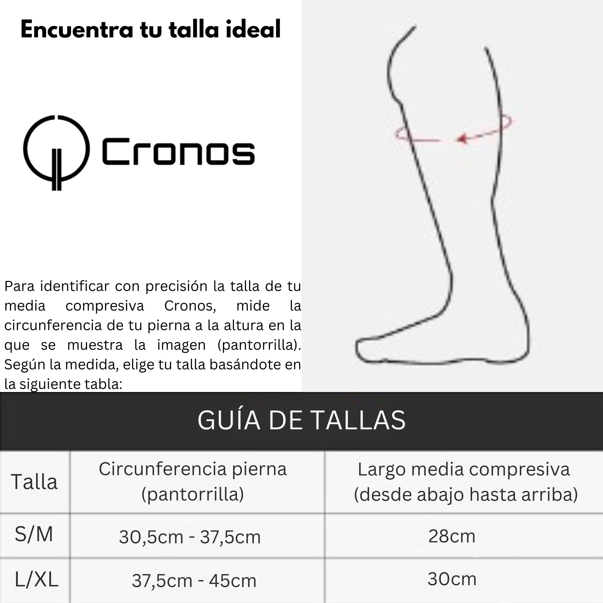 Cronos Medias de Compresión Premium Hombre y Mujer (1 Par) Mangas Compresivas para Pantorrillas Nailon Poliéster Elastano