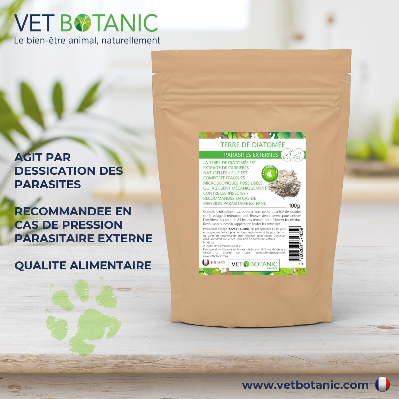 Terre de diatomée Chiens et Chats – Parasites externes Chiens et Chats (Poudre) - 100g