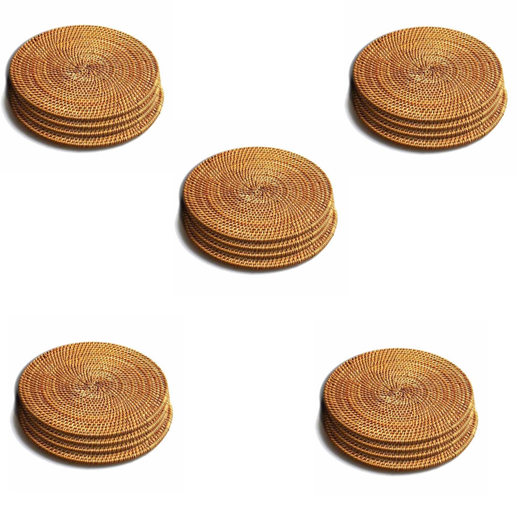 Hndhbfgrt 20 Pcs Rattan Trivets for Hot Dishes-Insulated Hot Pads, Pot Holder for Table,Heat Mats for Kitchen
