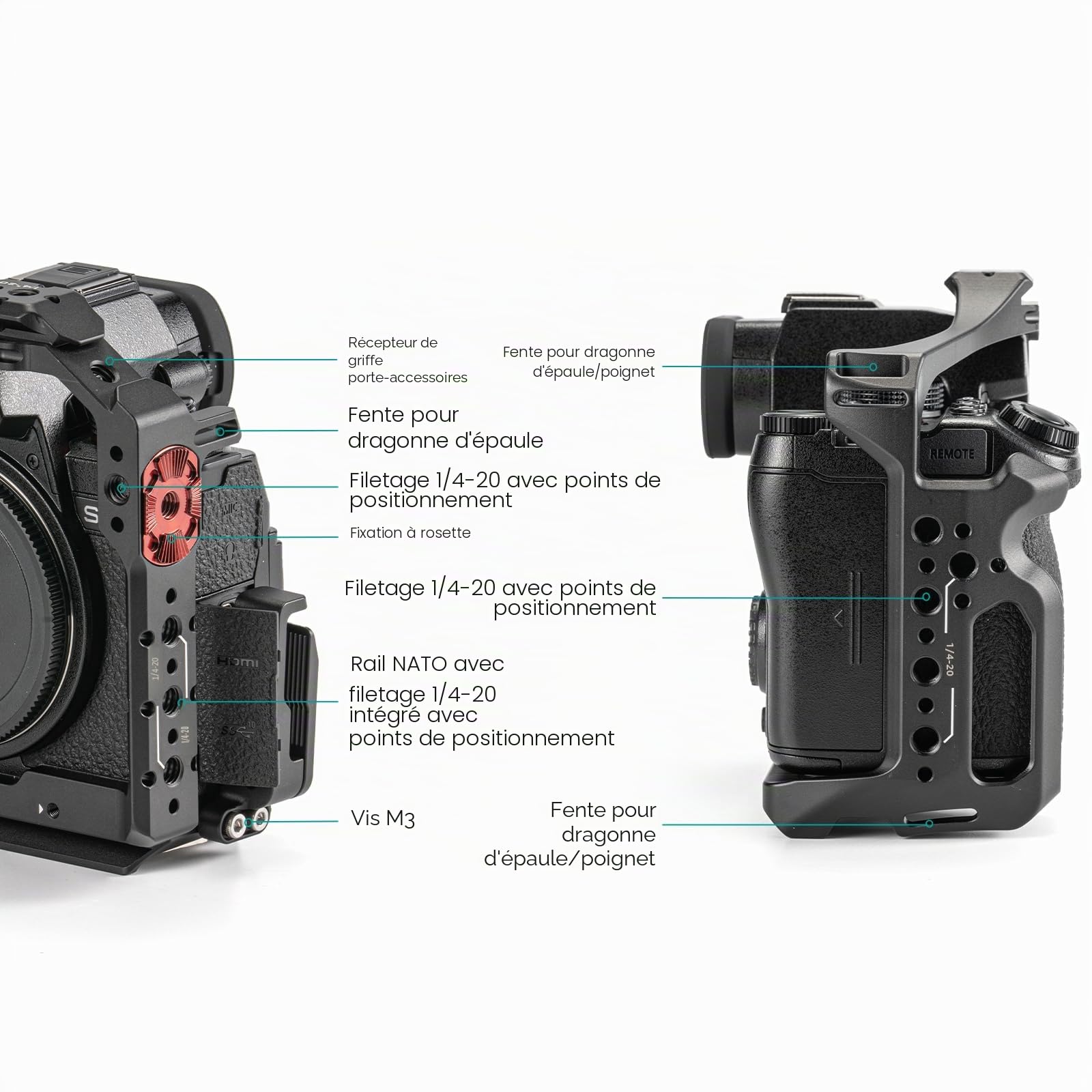 Tilta Cage pour Appareil Photo Complet Compatible avec Lumix S5 II/S5 IIX/G9 II, avec Pince pour câble HDMI USB-C - Noir TA-T50-FCC-B