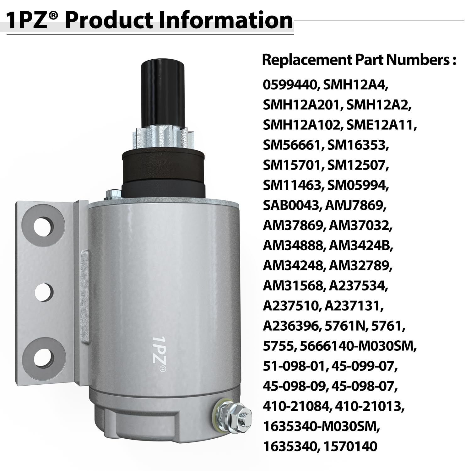 1PZ KK2-ST4 Démarreur de rechange pour Kohler K241 K301 K341 pour John Deere Lawn Tractor Loader 1985-1987 AM31568 AM32789 AM34248 AM3424B AM34888 AM37032 AM37869 AMJ7866 9 SAB0043 41021013 41021084