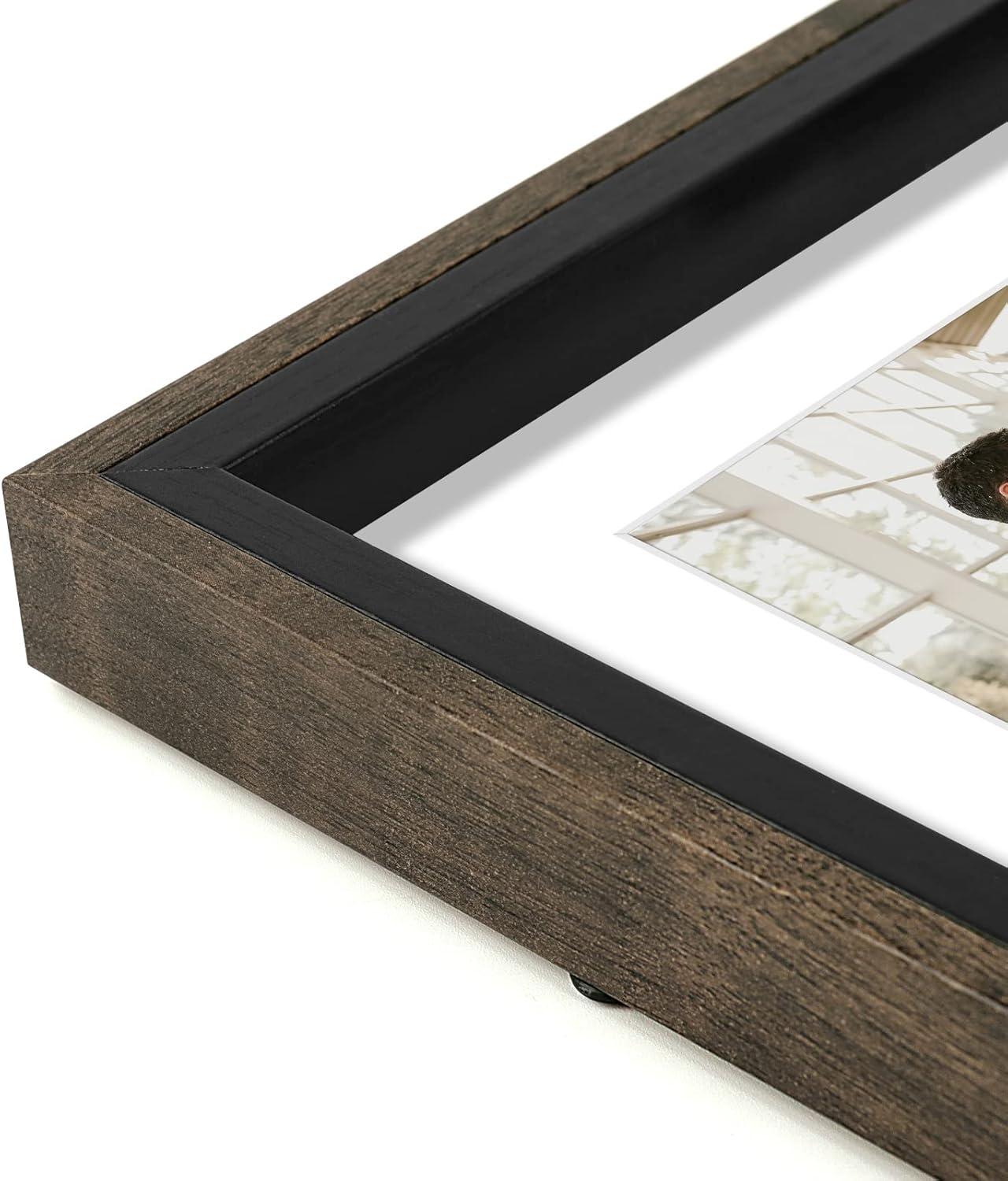 Frametory, 4x6 Double Picture Frame in Black and Walnut - 8x10 Collage Frame, Real Glass - Horizontal and Vertical Formats for Wall, 2 Pack