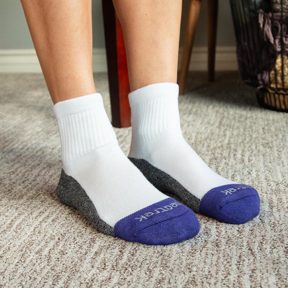 Everyday Performance Cushion Qtr Crew Socks – Midweight Unisex Athletic Training, Made in USA (3-Pack)