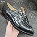 Authentic Exotic Crocodile Skin Men's Square-Toe Designer Dress Shoes Genuine Alligator Leather Male Lace-up Black Oxford Shoes