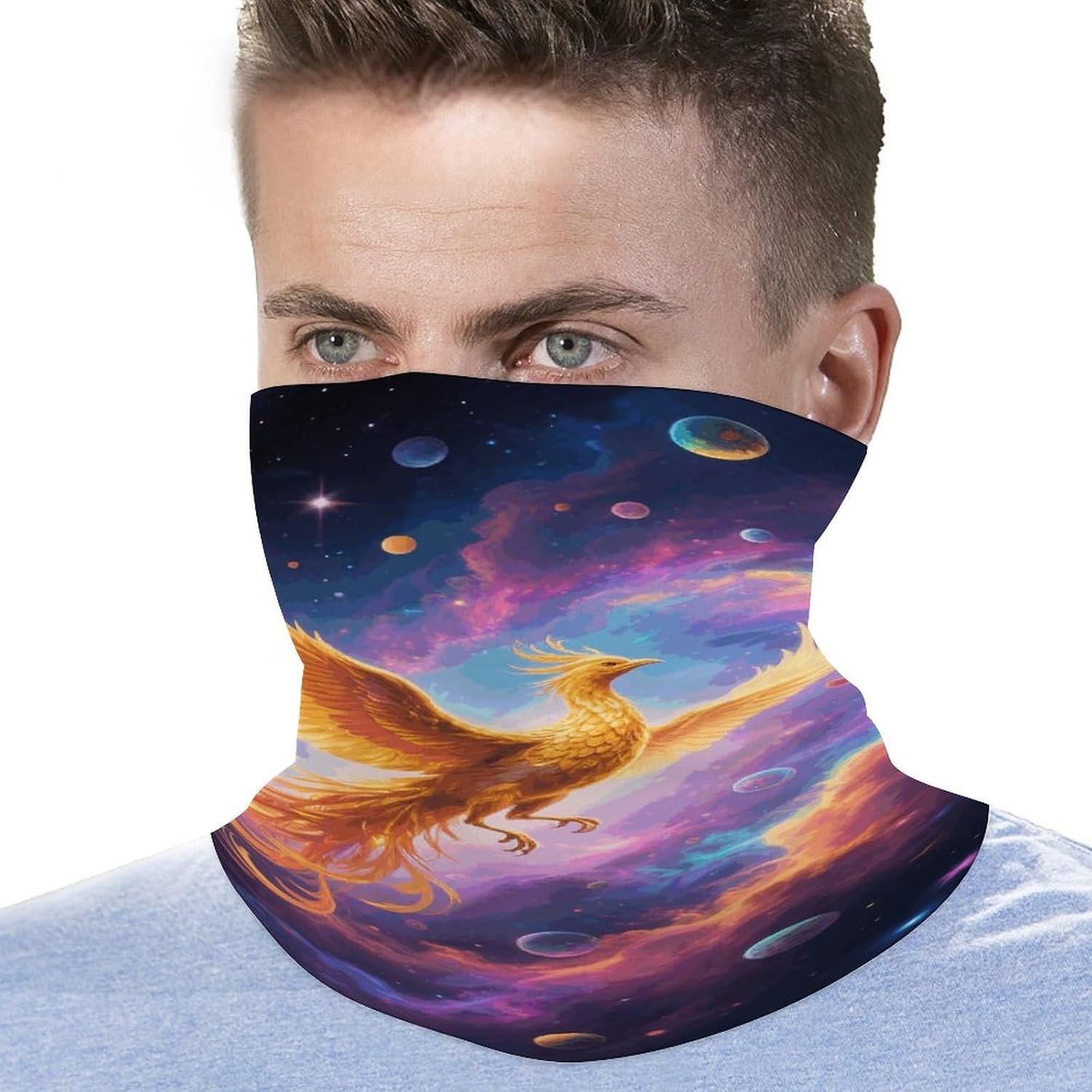 Golden Phoenix in Nebula Cooling Headscarf Cooling Breathable Face Mask UV Protection Scarf Hiking Bandana