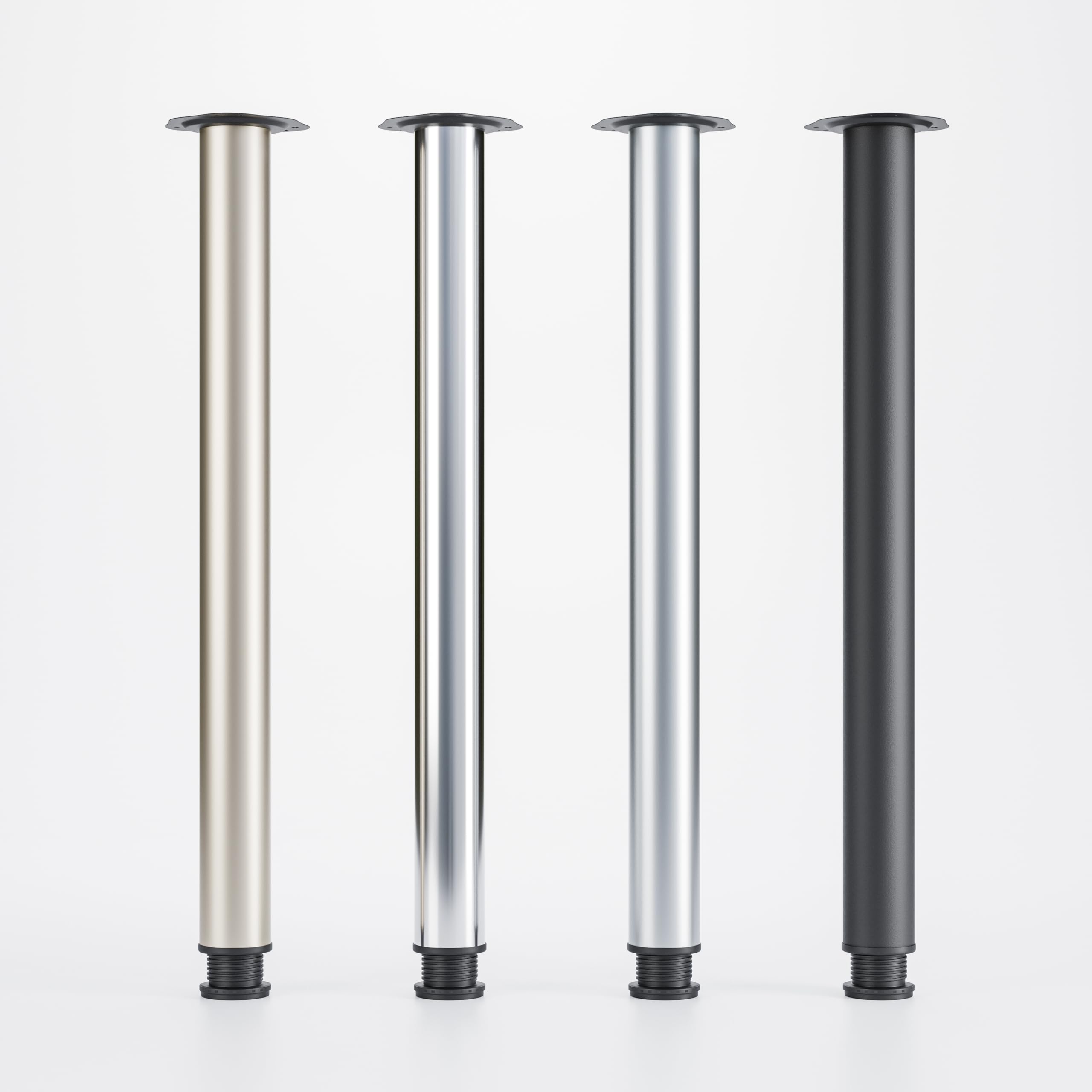 ATM® Gambe da tavolo in metallo regolabili in altezza 710 mm + 30 mm - Diametro: 60 mm - Nero
