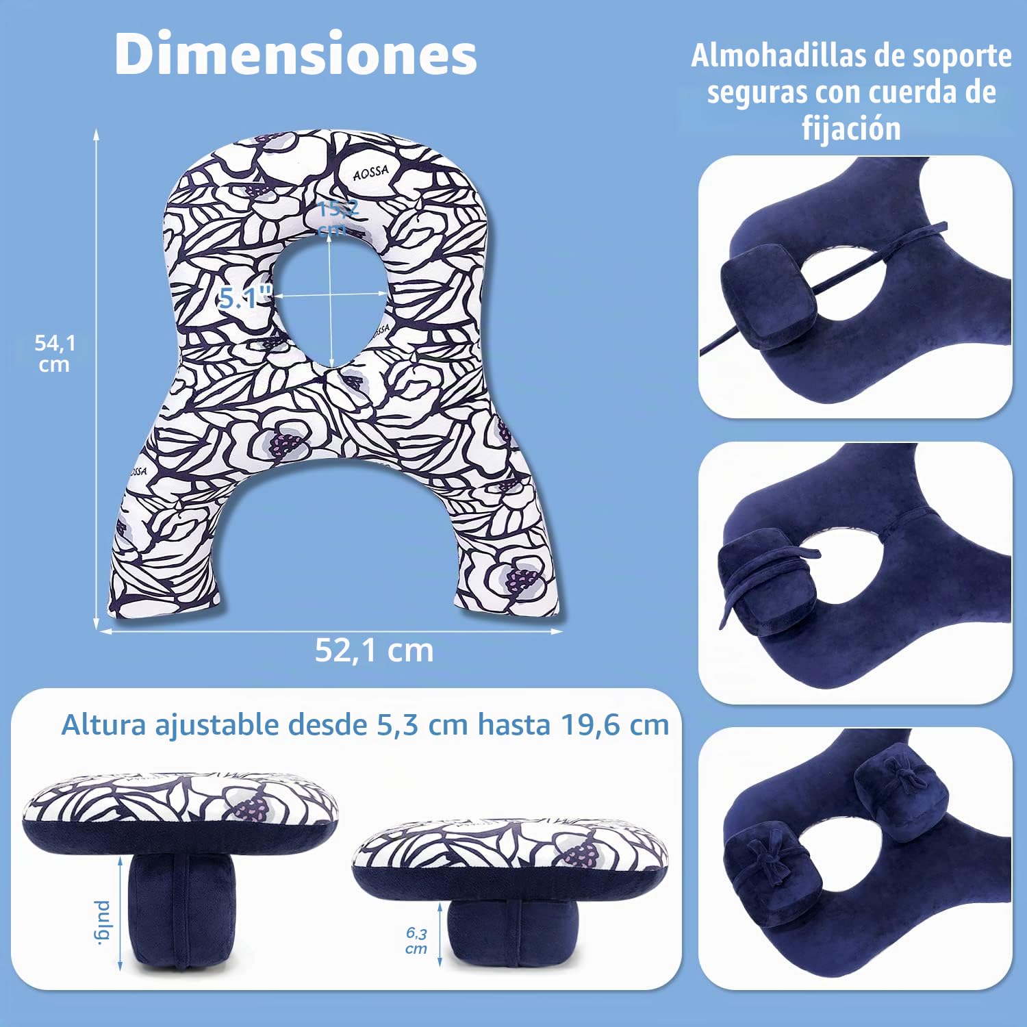 Almohada boca abajo después de cirugía ocular, almohada propensa con agujero facial para dormir, reposacabezas de masaje para cama, cirugía de retina