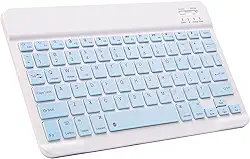 Mini teclado Bluetooth ultrafino portátil recarregável para Apple iPad, iPhone, Samsung, tablet, smartphone, iPadOS, iOS, Android (azul de 10 polegadas)