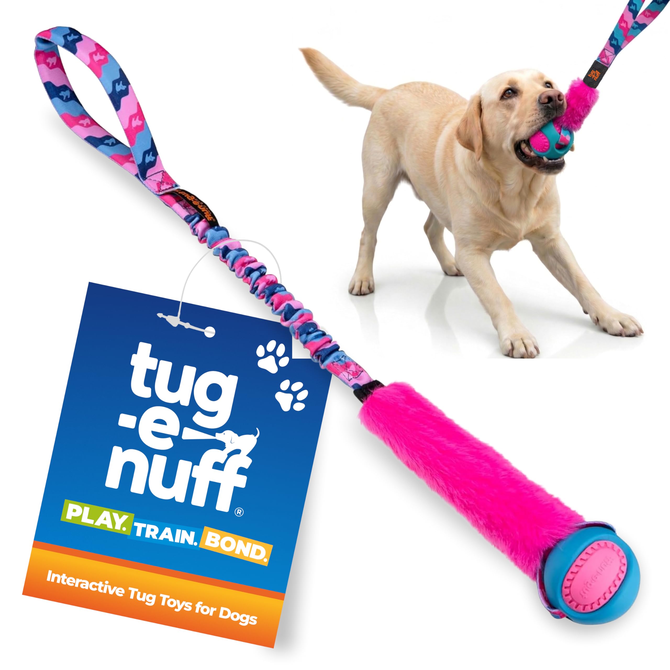 Tug-E-Nuff - Fauxtastic PowerBall Bungee | Giocattolo elastico resistente per cani | Ideale per addestramento interattivo del cane e cani di tutte le età | Realizzato in resistente pelliccia sintetica
